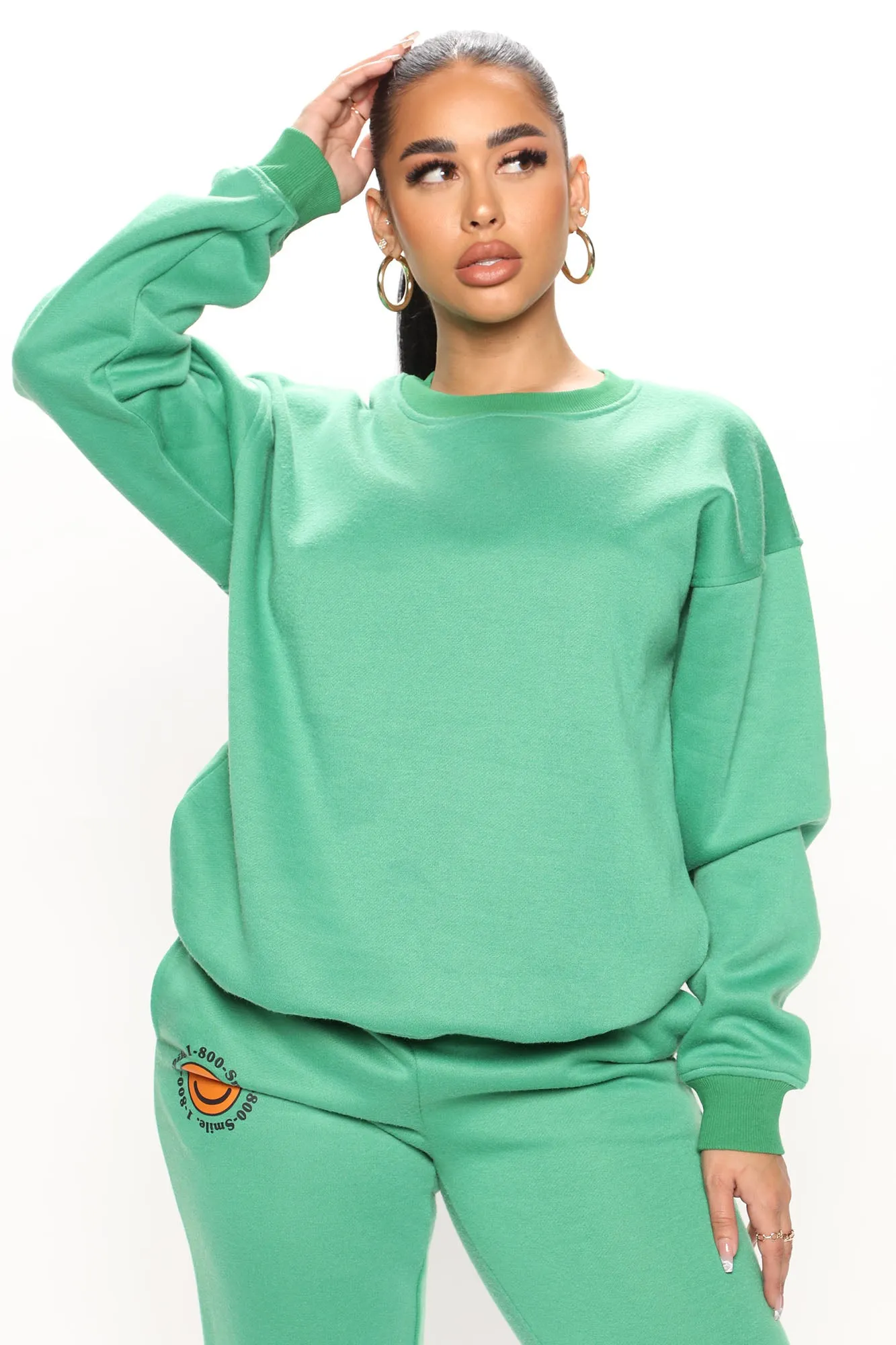 1 800 Smile Happy Face Sweatshirt - Kelly Green