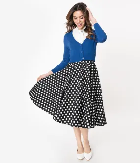 1950s Style Black & White Polka Dot Swing Skirt