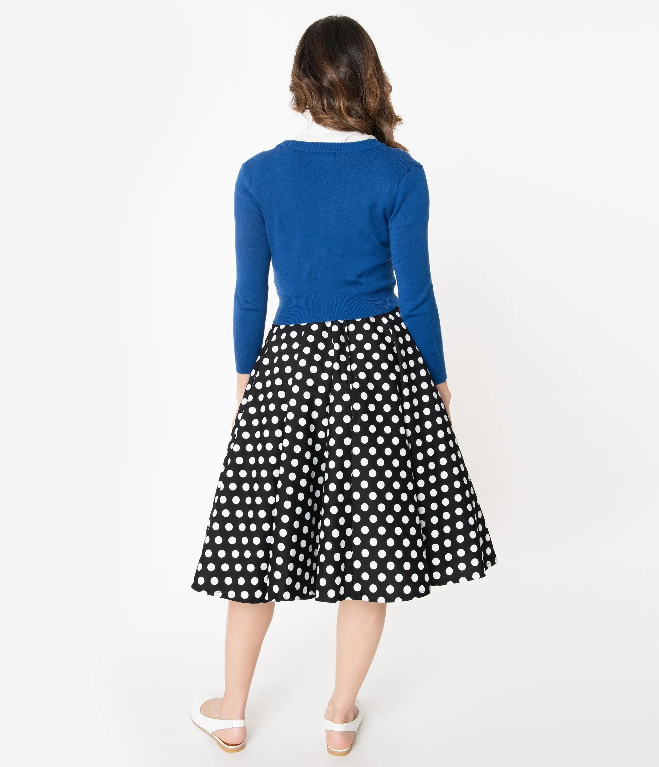 1950s Style Black & White Polka Dot Swing Skirt