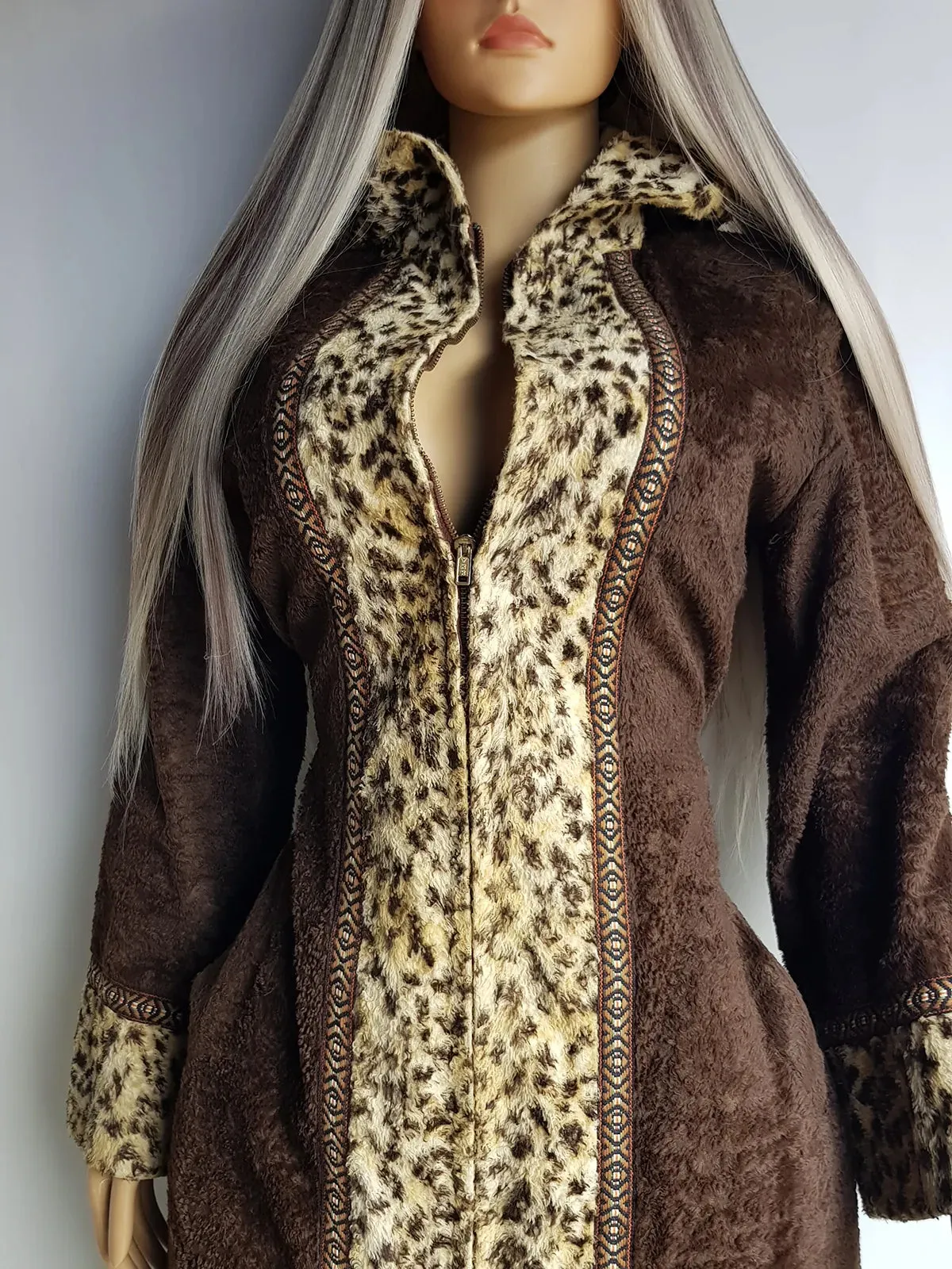 1960s Vintage Rare & Wild Leopard Rockstar Hooded Coat - Authentic Penny Lane Vibes - Vegan