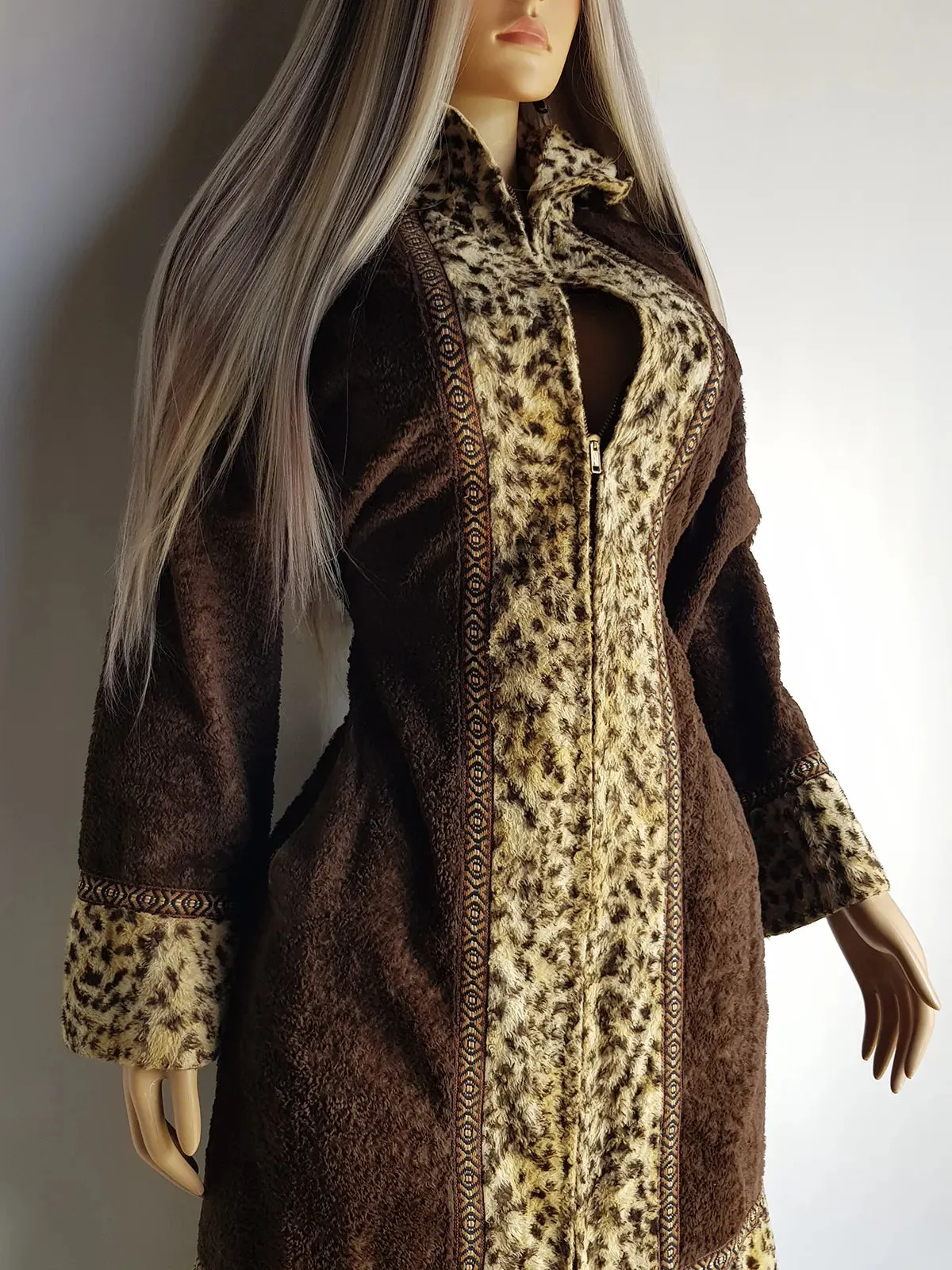 1960s Vintage Rare & Wild Leopard Rockstar Hooded Coat - Authentic Penny Lane Vibes - Vegan