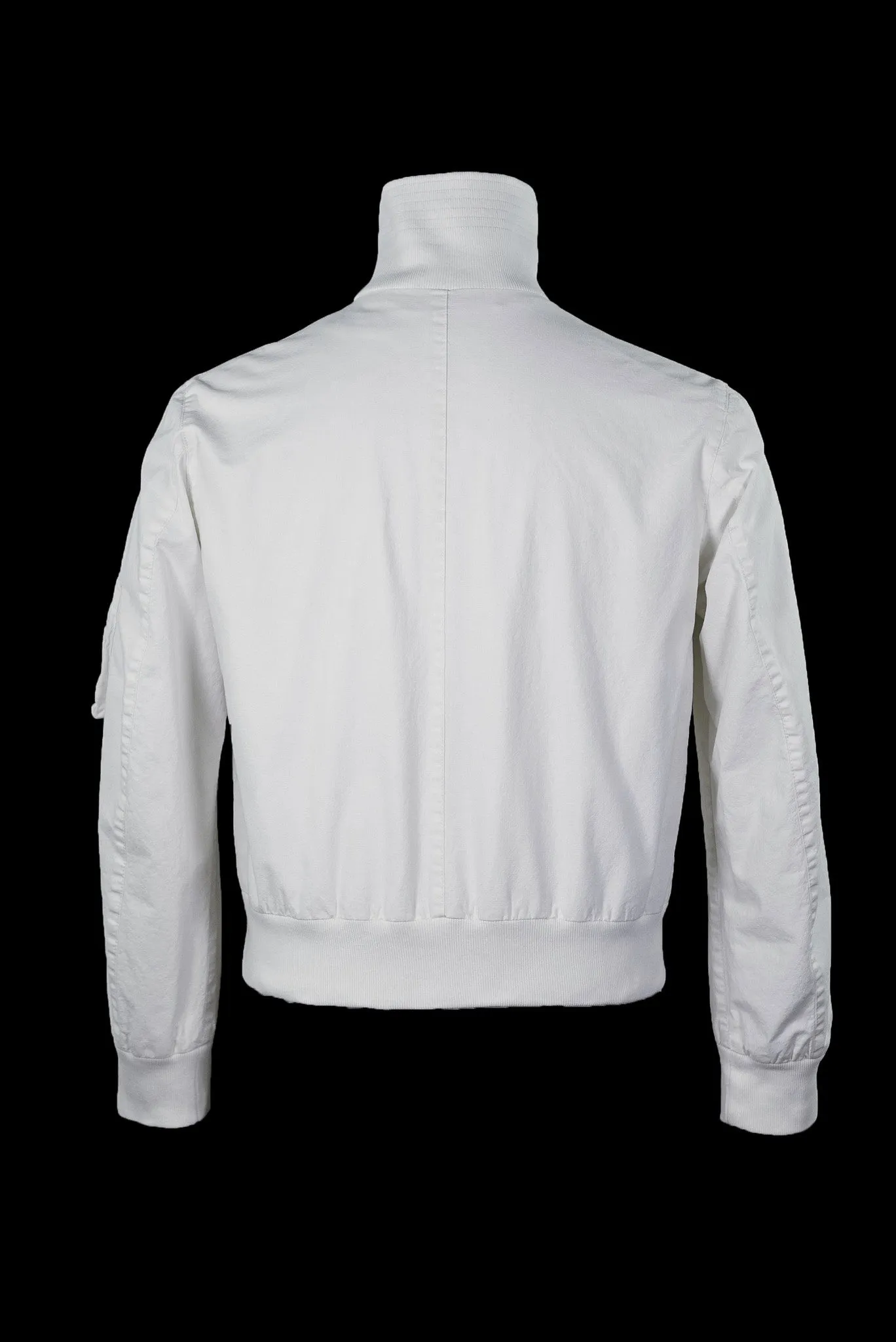 1999 Vintage Resinated Cotton High-Neck Bomber Jacket (Optic White)