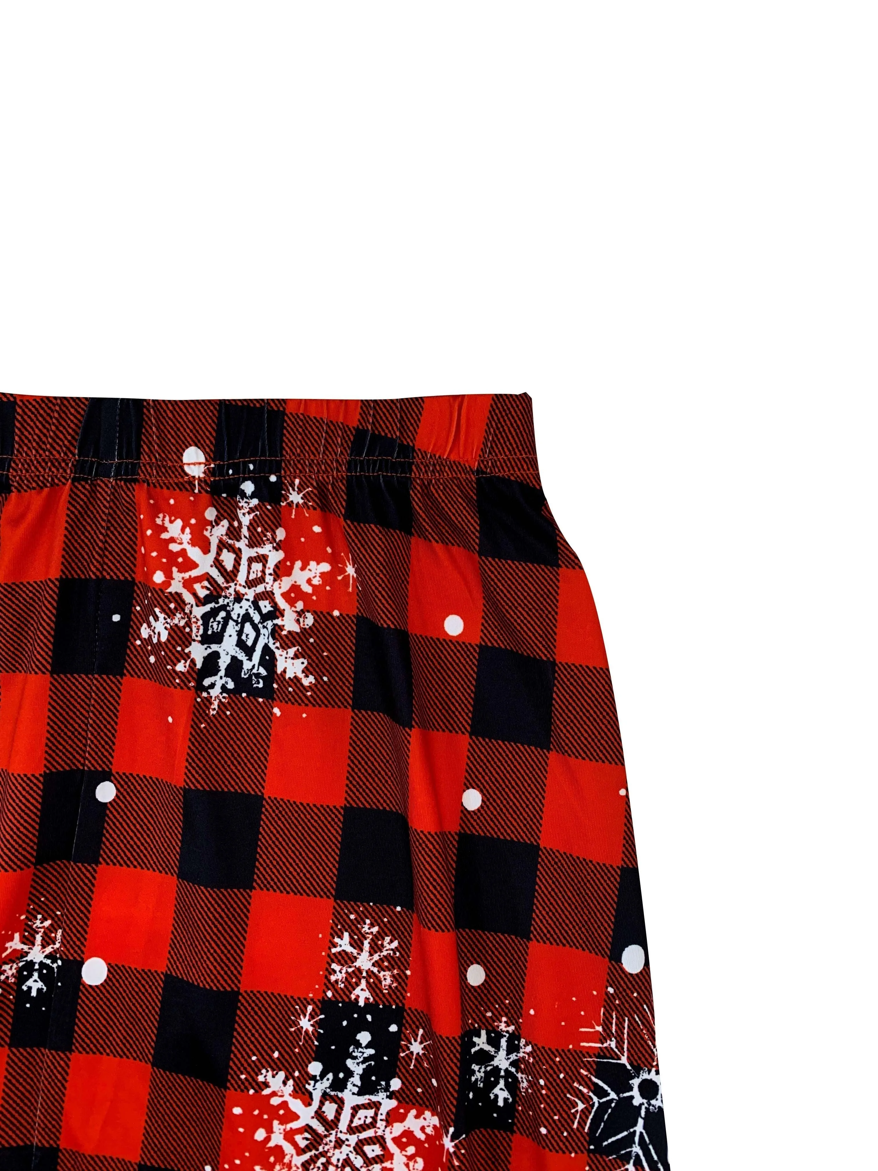 1pc Elegant Christmas Reindeer Plaid Print Skirt for Women, Polyester Knit Asymmetrical Festive Midi Skirt with Snowflake Pattern, Holiday Style for All Seasons