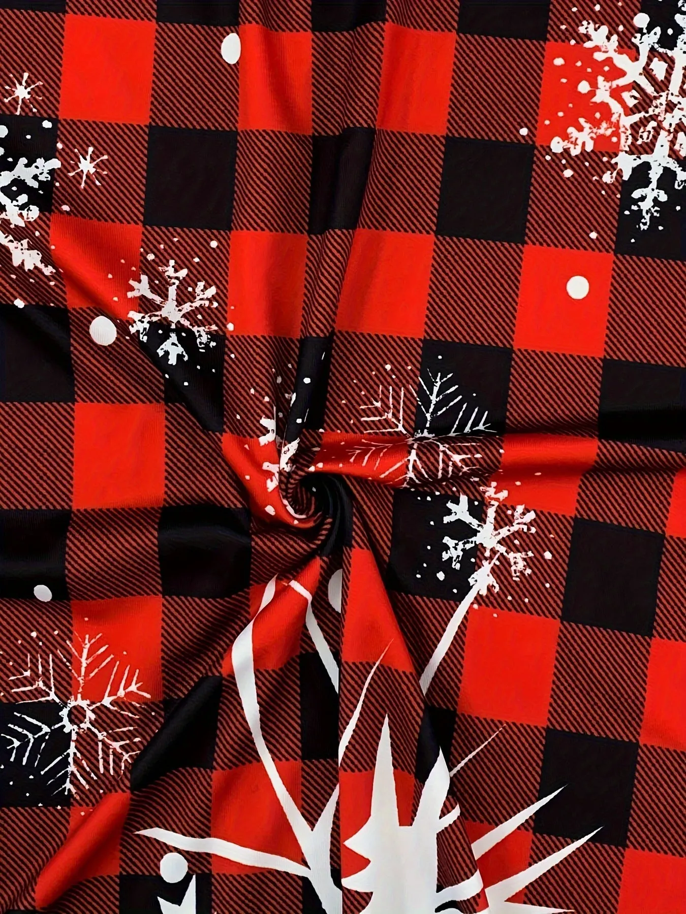 1pc Elegant Christmas Reindeer Plaid Print Skirt for Women, Polyester Knit Asymmetrical Festive Midi Skirt with Snowflake Pattern, Holiday Style for All Seasons