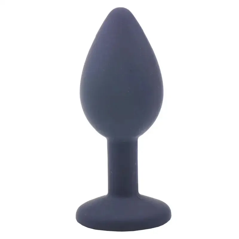 2.8-inch Silicone Black Small Jewelled Butt Plug with Diamond Base