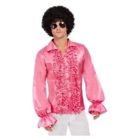 60s Ruffled Shirt Adult Hot Pink