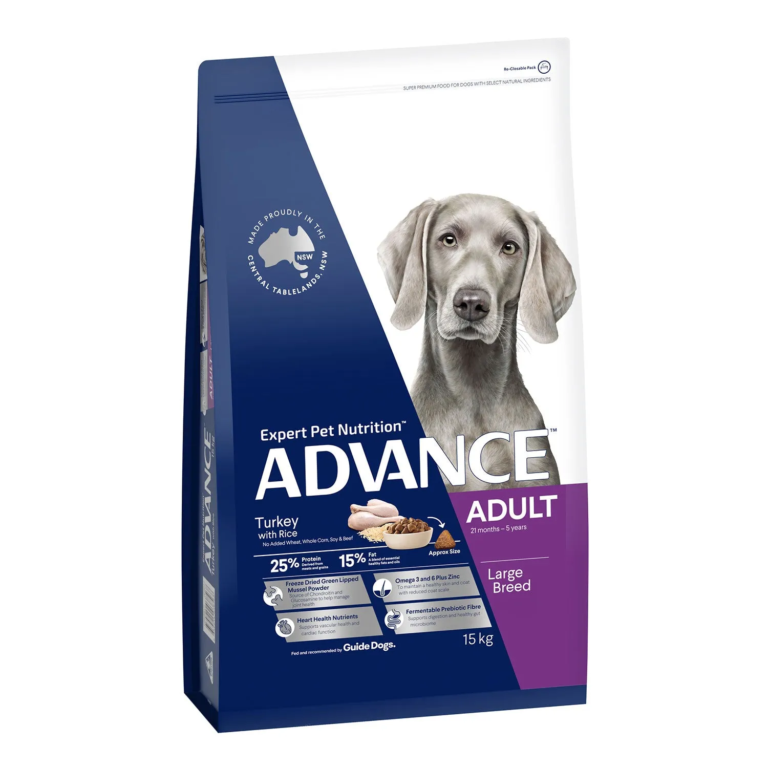 Advance Large Breed Turkey & Rice Adult Dry Dog Food 15kg