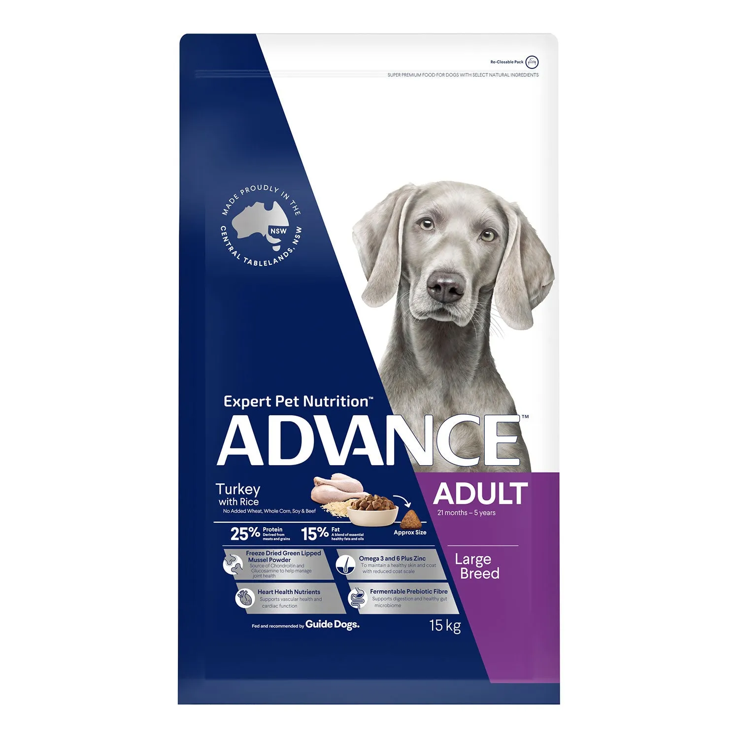 Advance Large Breed Turkey & Rice Adult Dry Dog Food 15kg