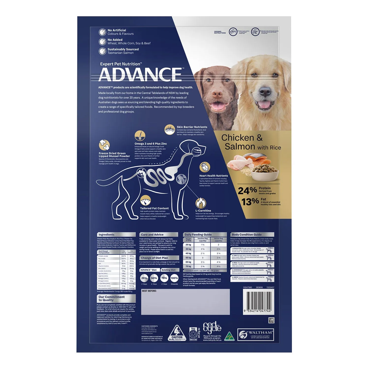 Advance Retrievers Chicken, Salmon & Rice Adult Dry Dog Food 13kg