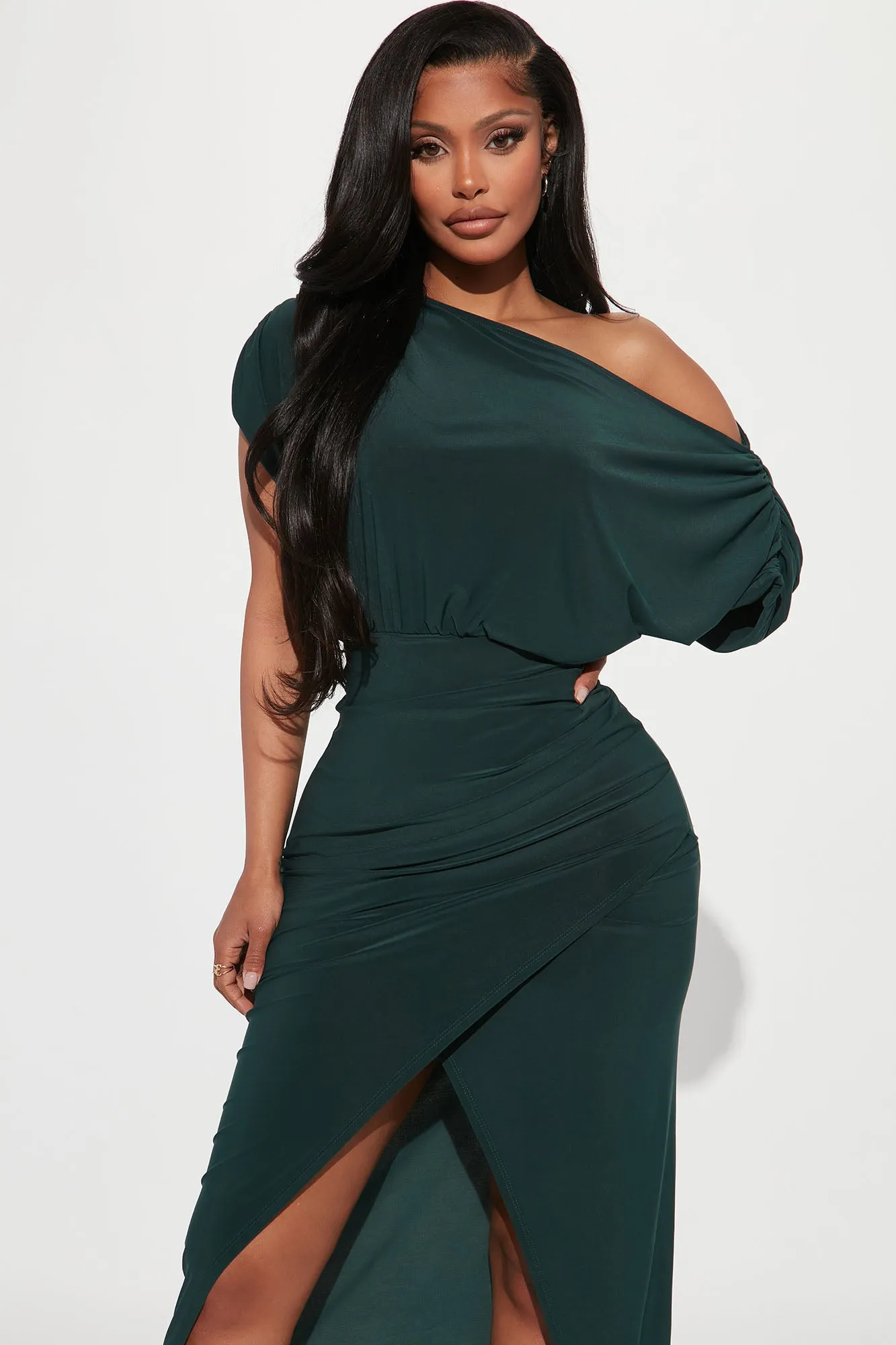 Alex Off Shoulder Maxi Dress - Hunter