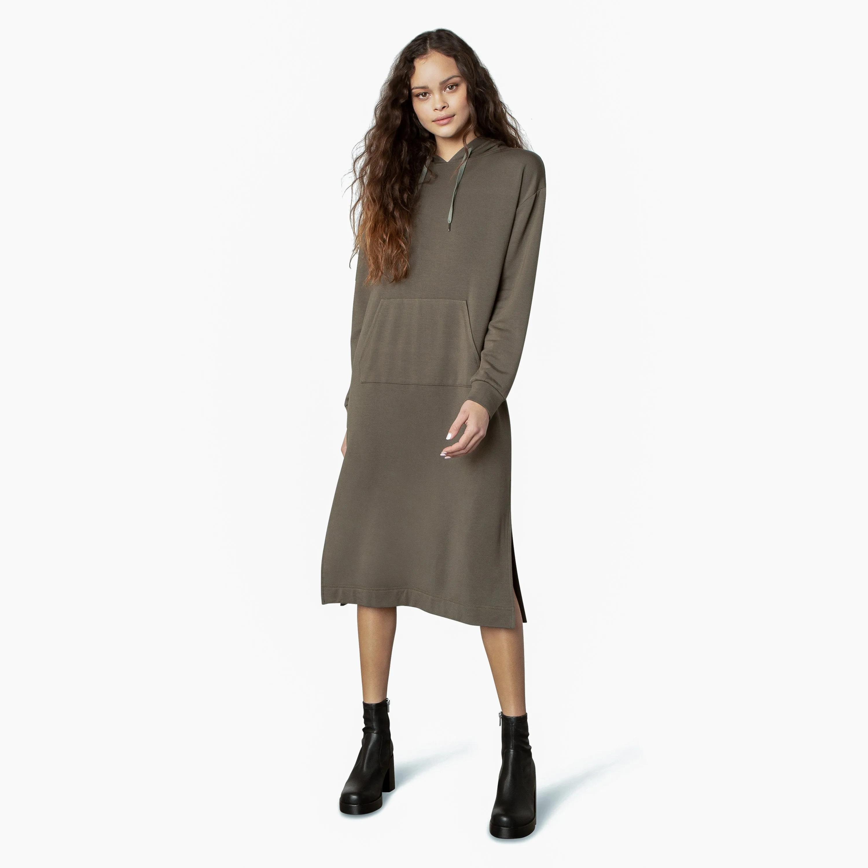 ALL GOOD IN THE HOOD DRESS OLIVE