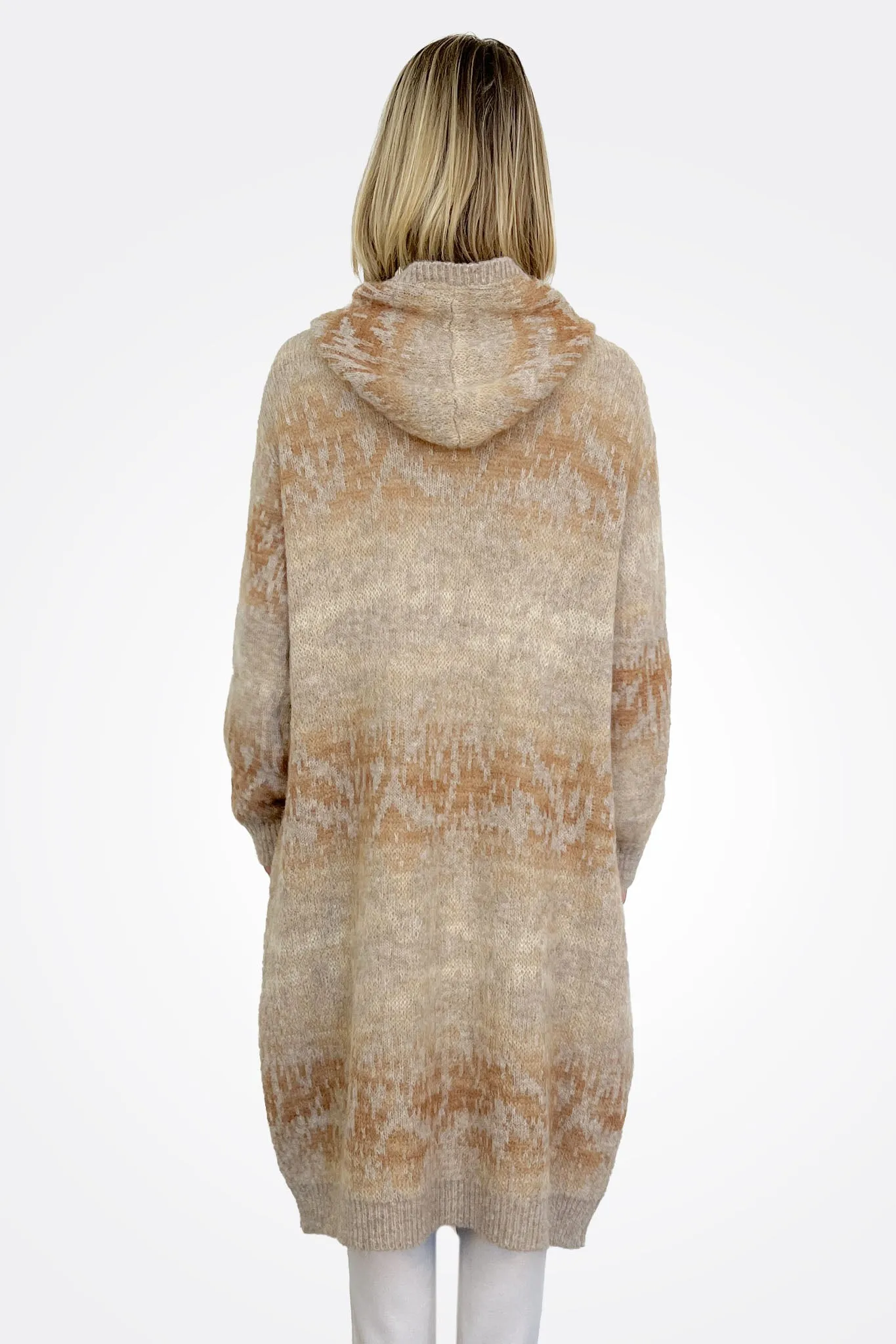 Alpaca Mohair Yarn Cardigan Coat - Brown