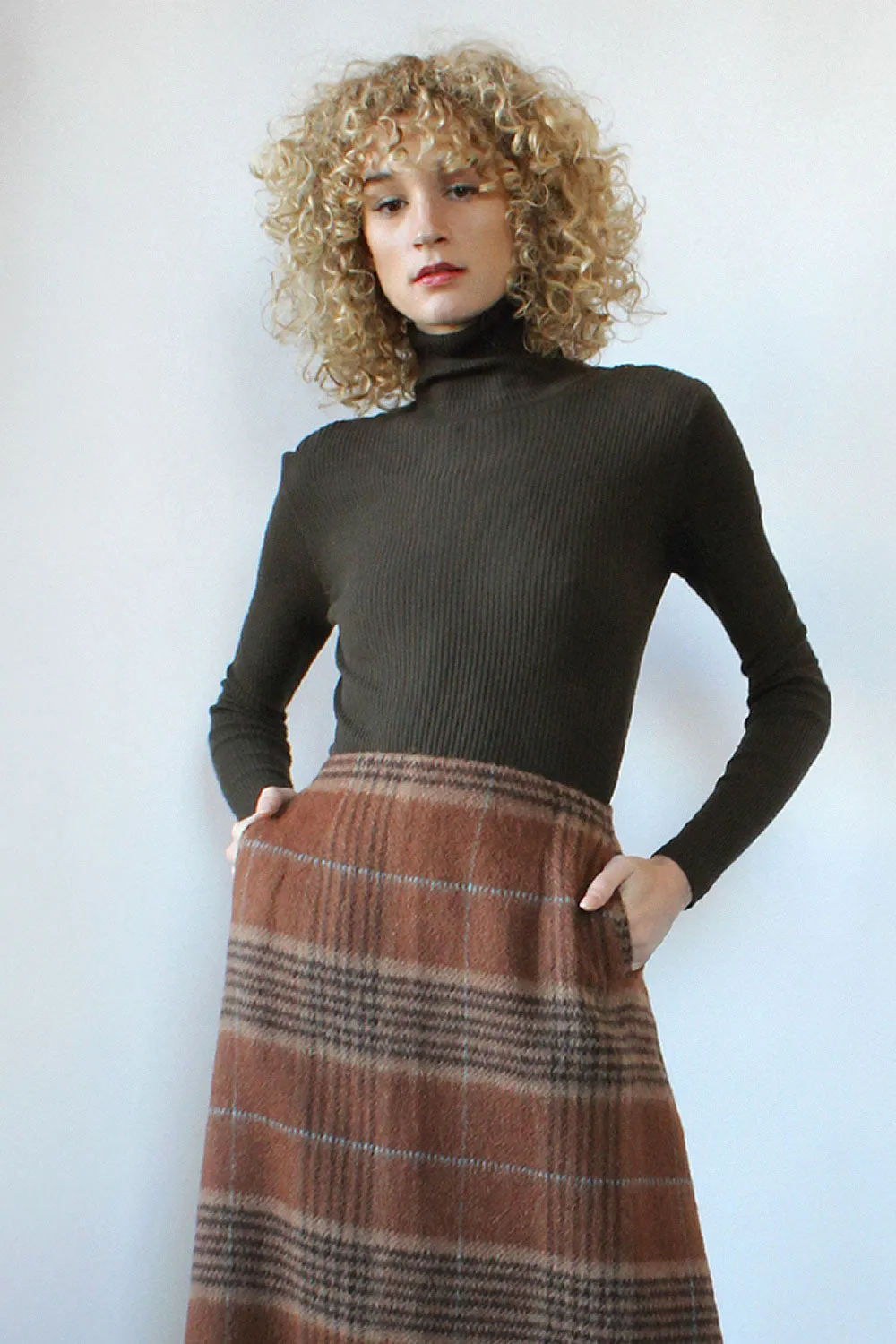 Alpaca Plaid Maxi Skirt M