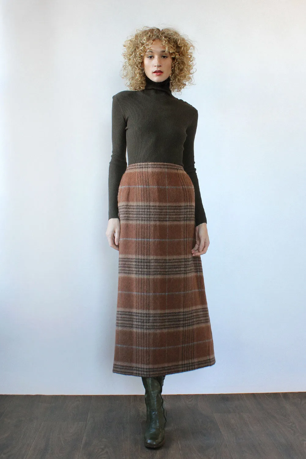 Alpaca Plaid Maxi Skirt M