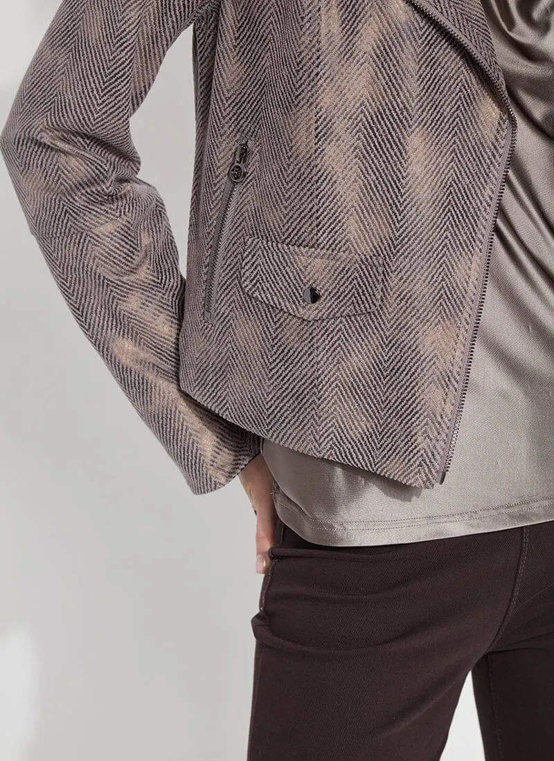 Amelia Moto Jacket | Copper Chevron