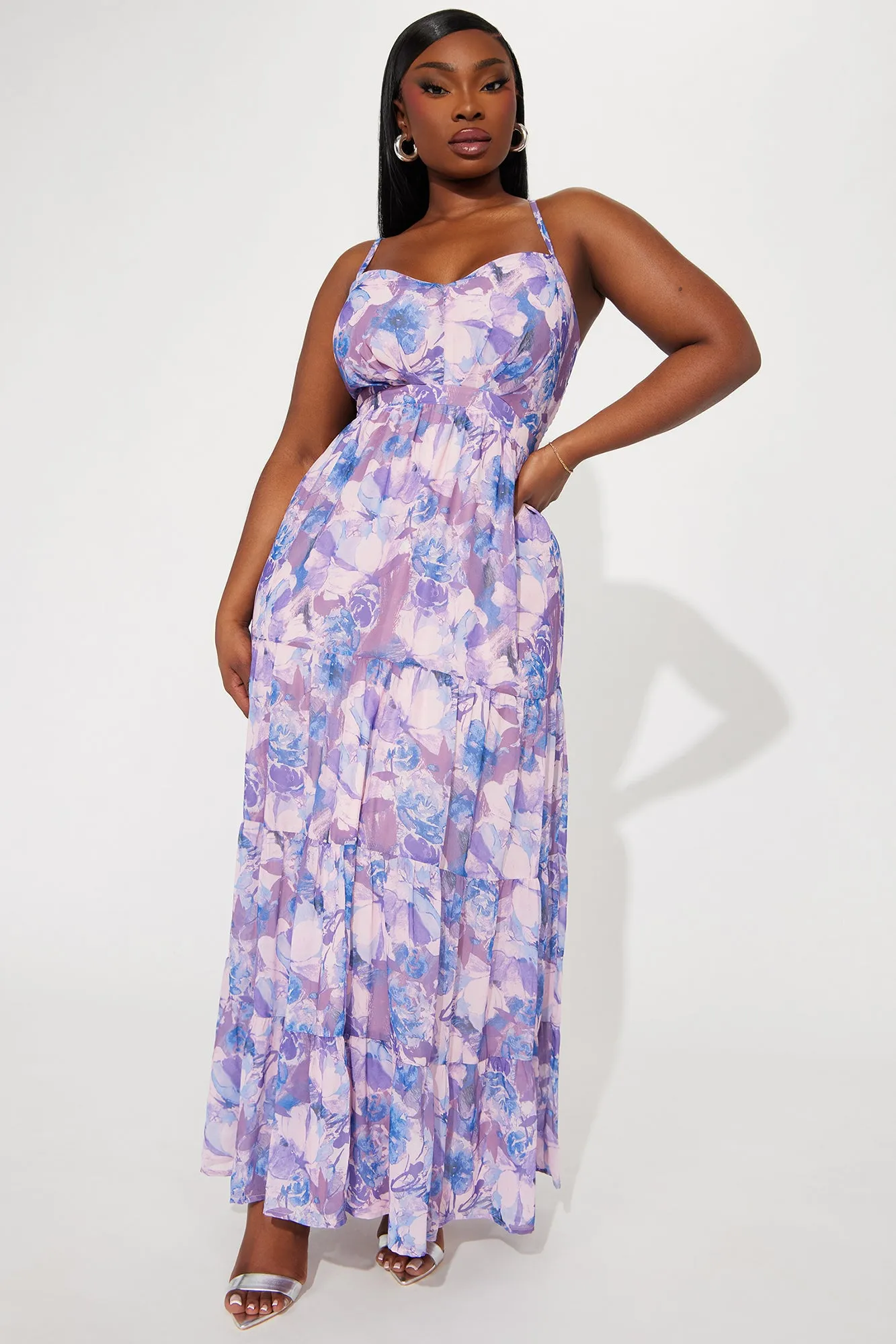 Anna Chiffon Maxi Dress - Purple/combo