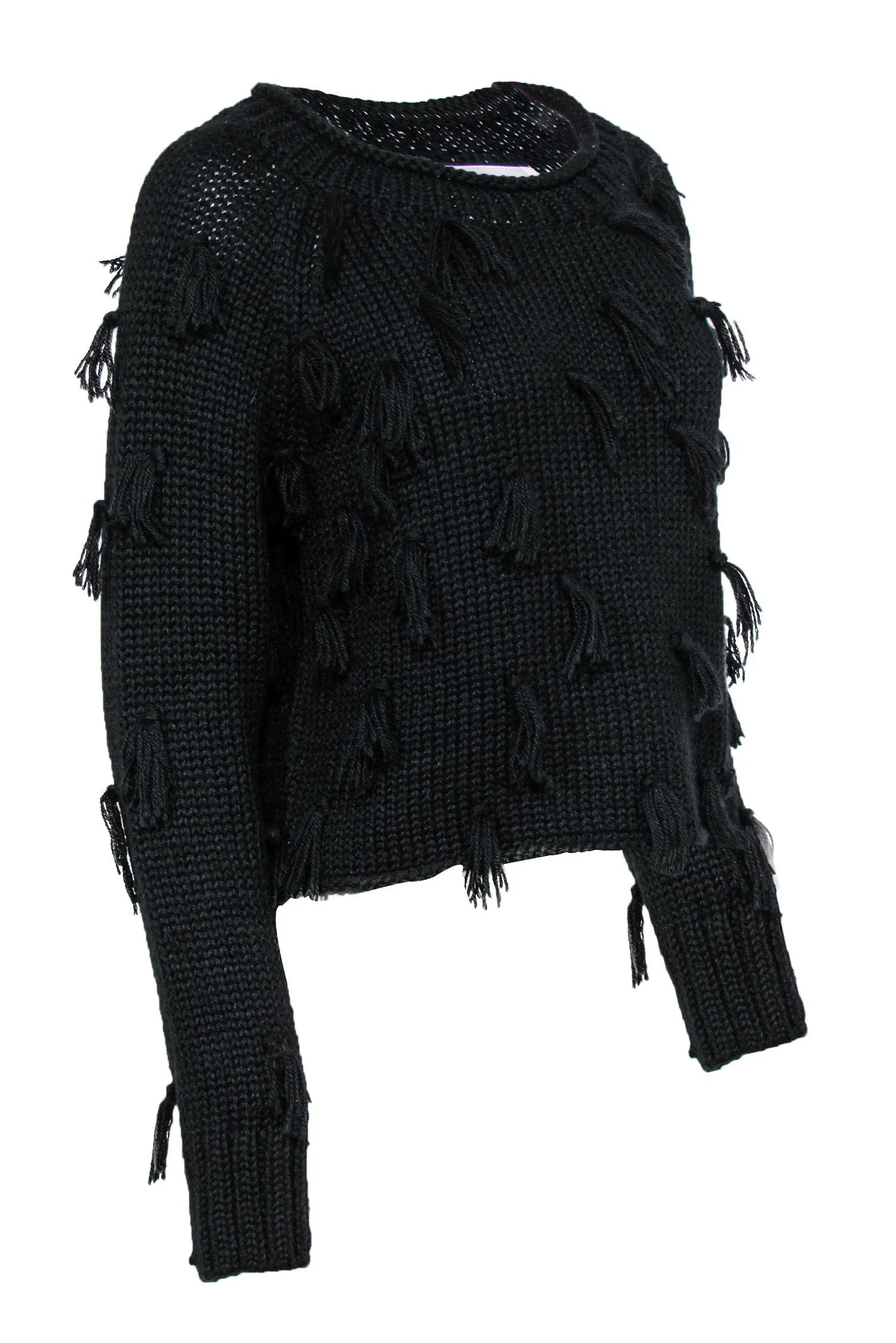 Apiece Apart - Black Knit Fringe Sweater Sz S