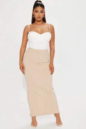 Ashley Heavy Ribbed Maxi Skirt - Taupe