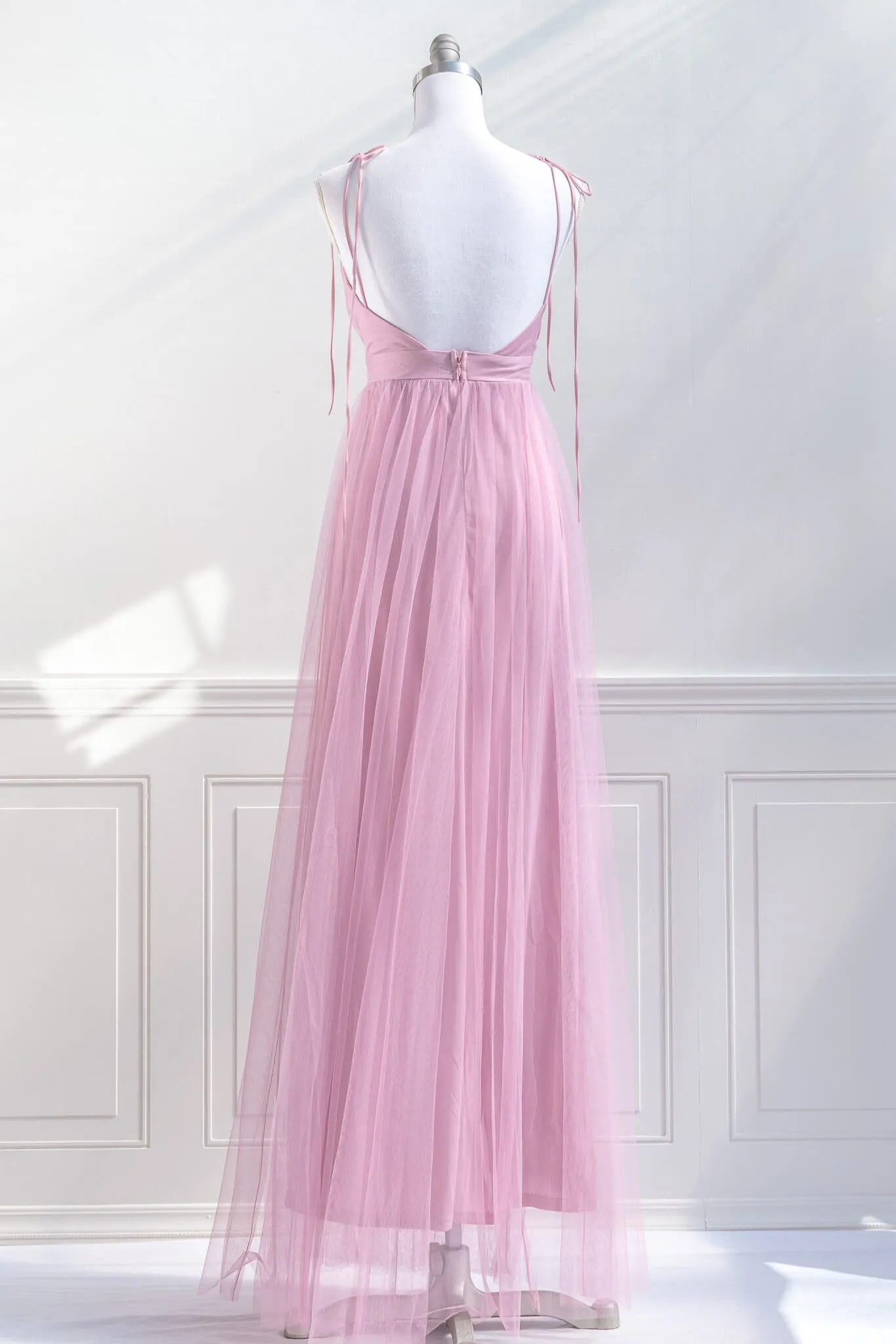 Athena Tulle Maxi Dress - Mauve Pink