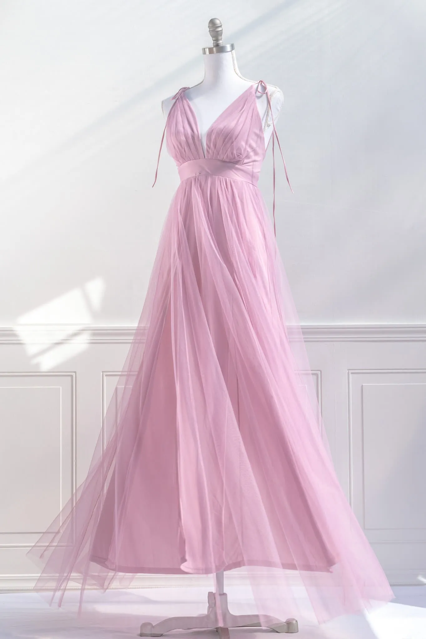 Athena Tulle Maxi Dress - Mauve Pink