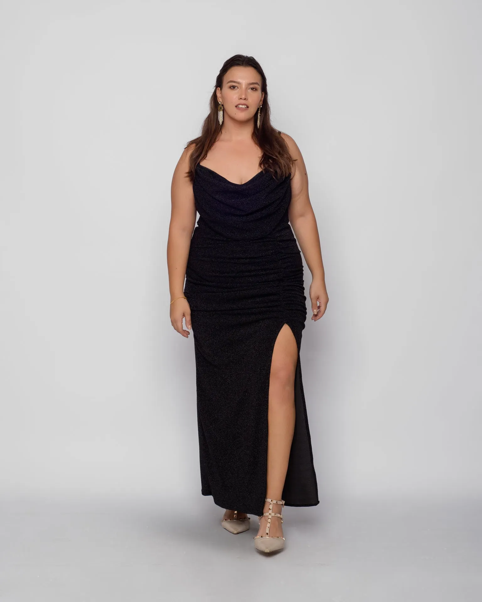 Babe Maxi dress Ruched skirt - Black