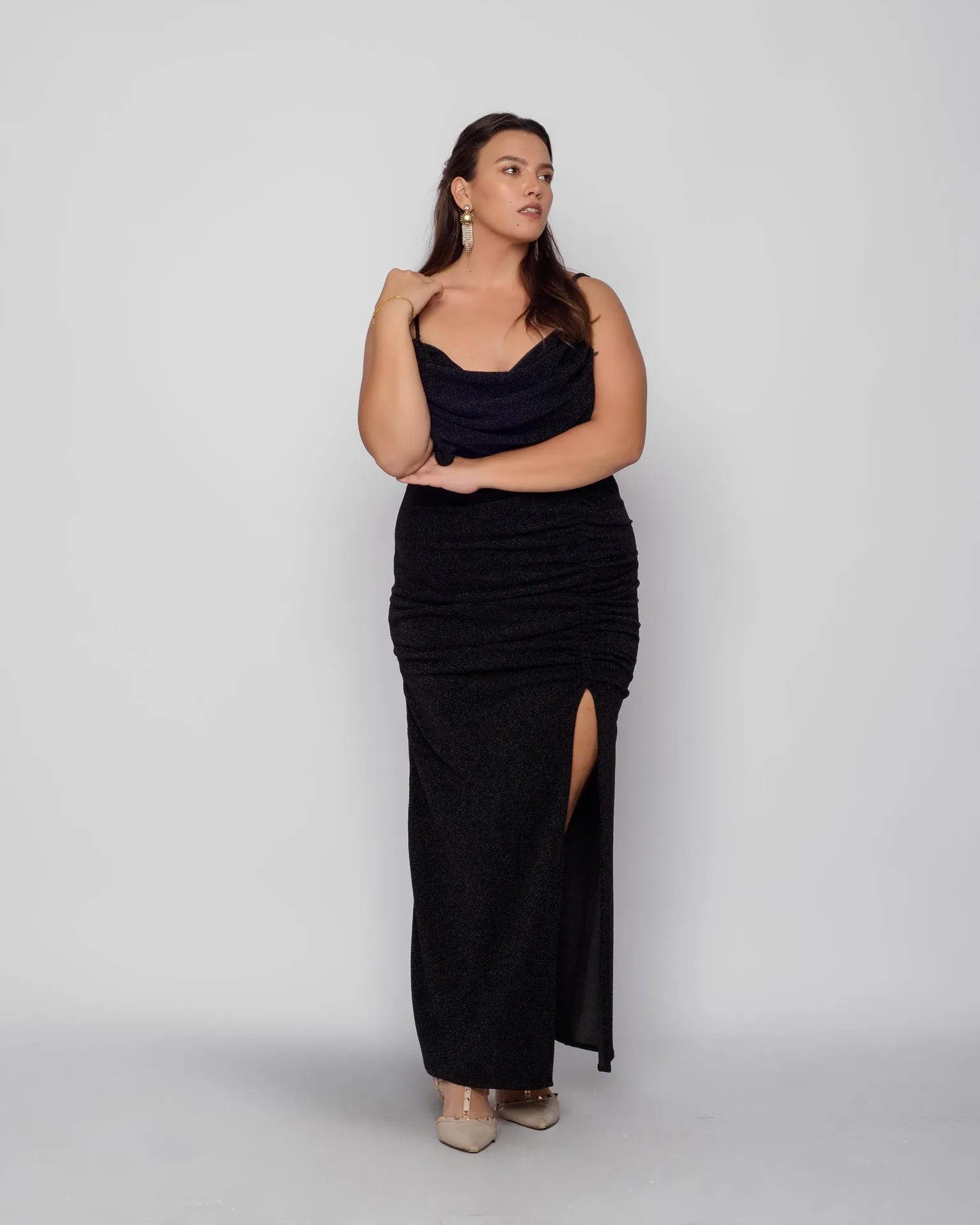 Babe Maxi dress Ruched skirt - Black