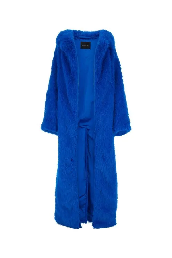 BALENCIAGA | Electric blue eco fur coat