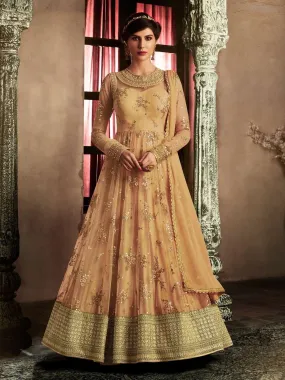 Beige Embroidered Anarkali Suit