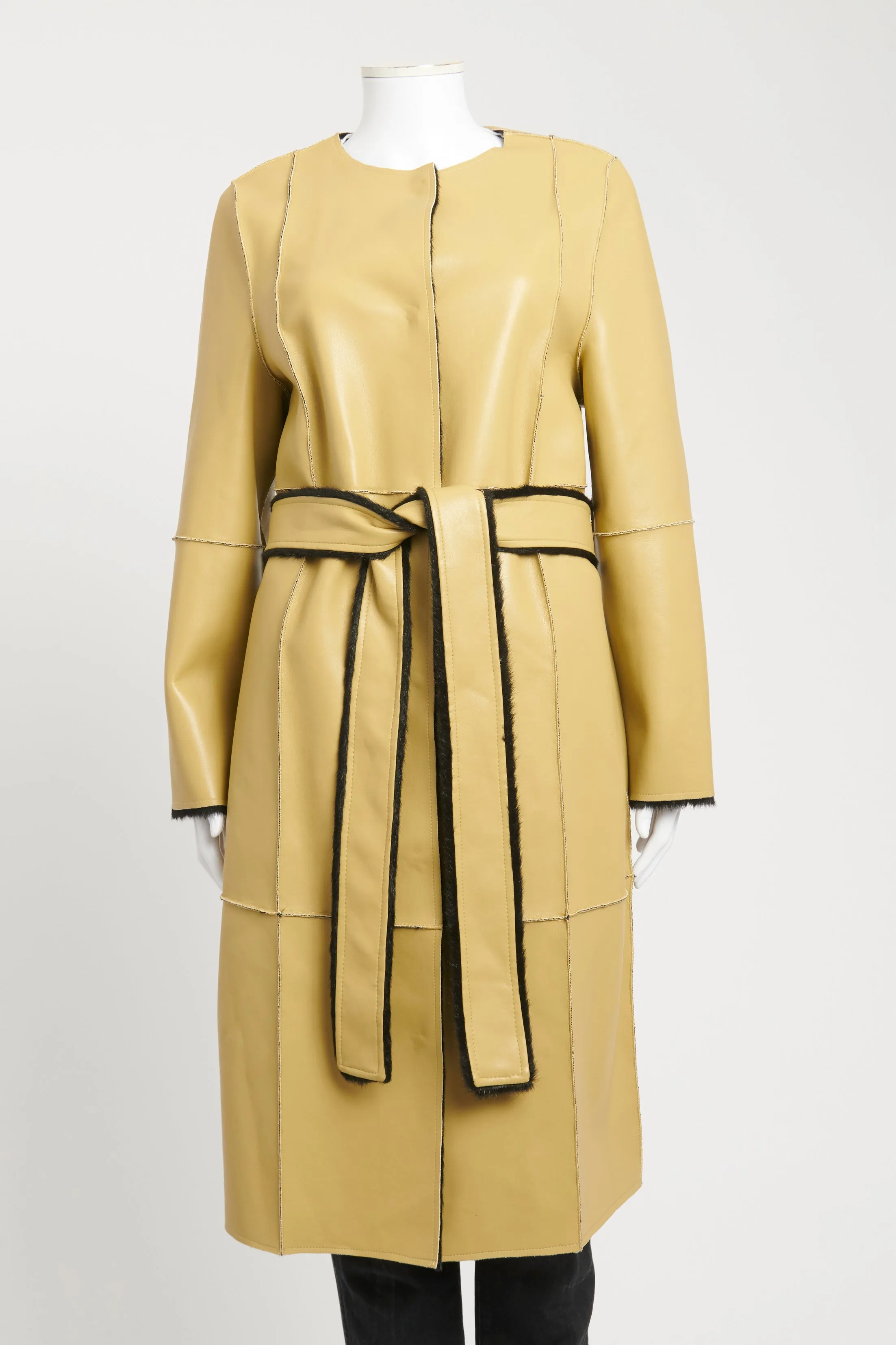 Beige Polyester Preowned Jamie Reversible Coat