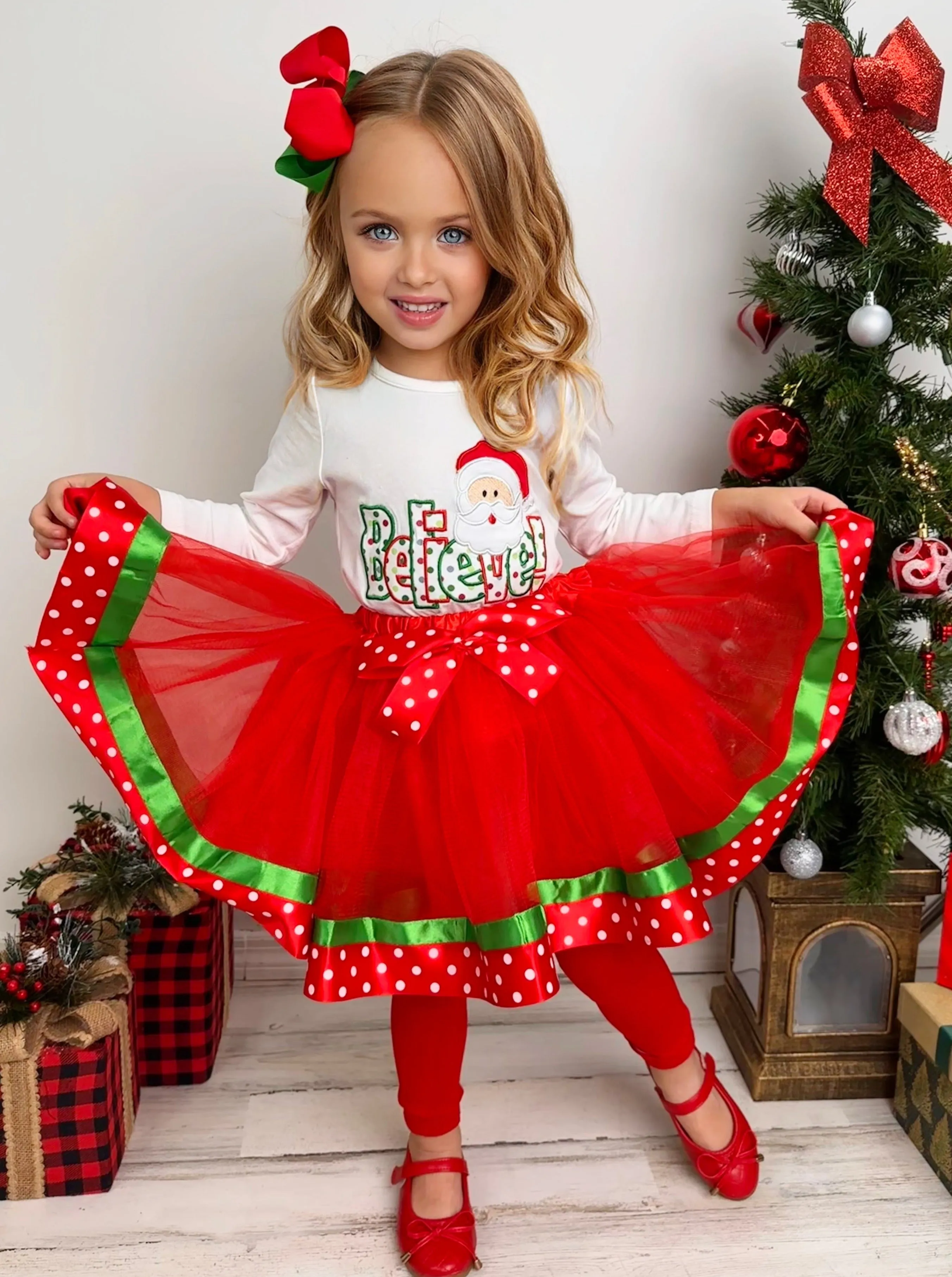 Believe In Santa Holiday Tutu Skirt Set