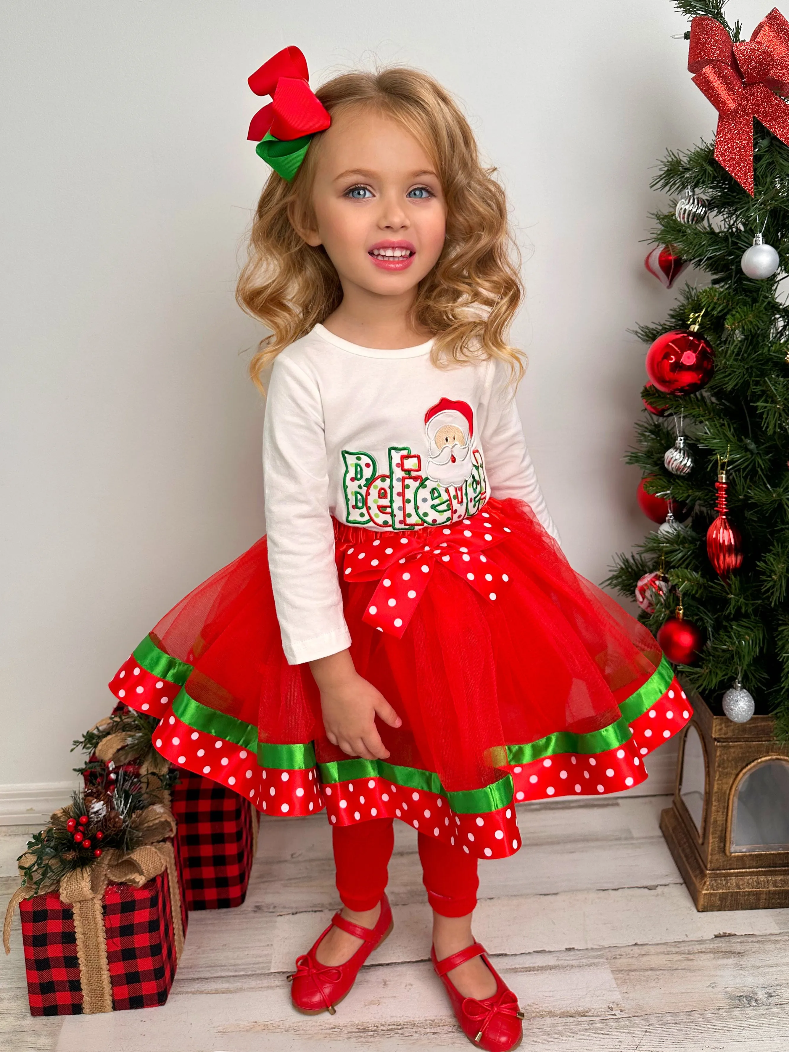 Believe In Santa Holiday Tutu Skirt Set