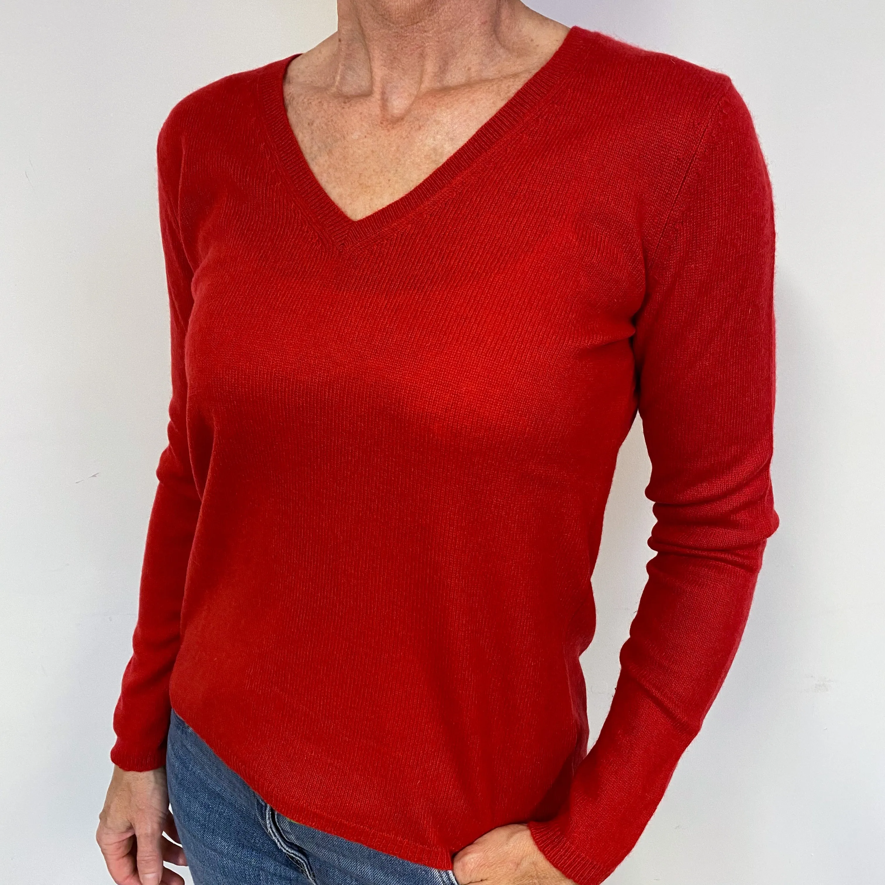 Berry Red V Neck Jumper Medium