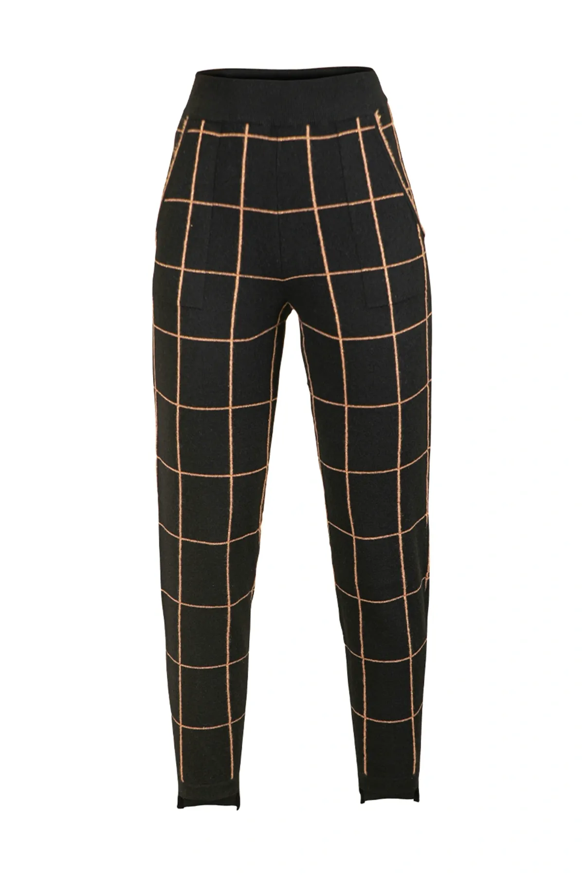 Black & Golden Chess Ratio Cashmere Pants