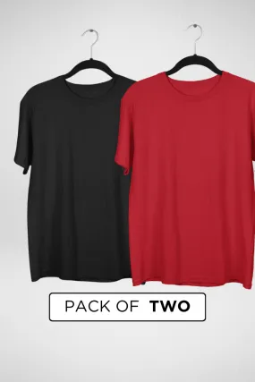 Black and Red Oversized T-Shirts Combo for Men