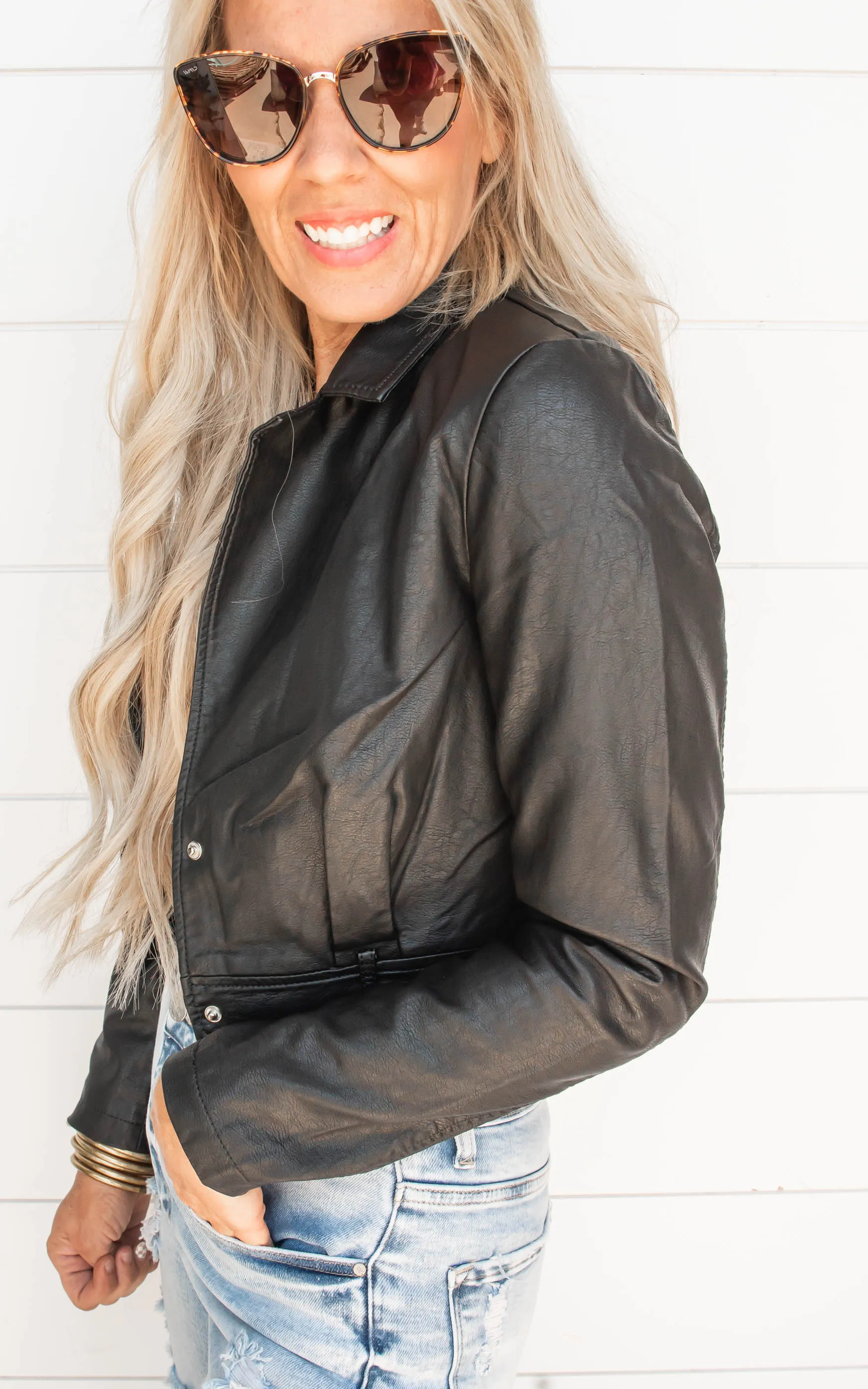 Black Crop Vegan Blazer - Final Sale