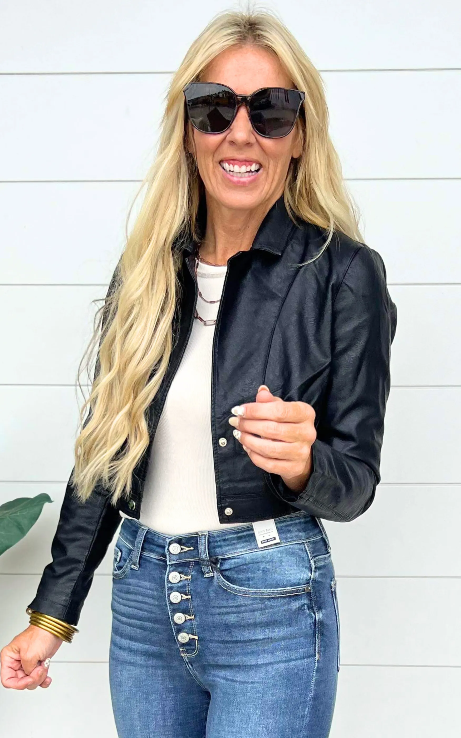 Black Crop Vegan Blazer - Final Sale