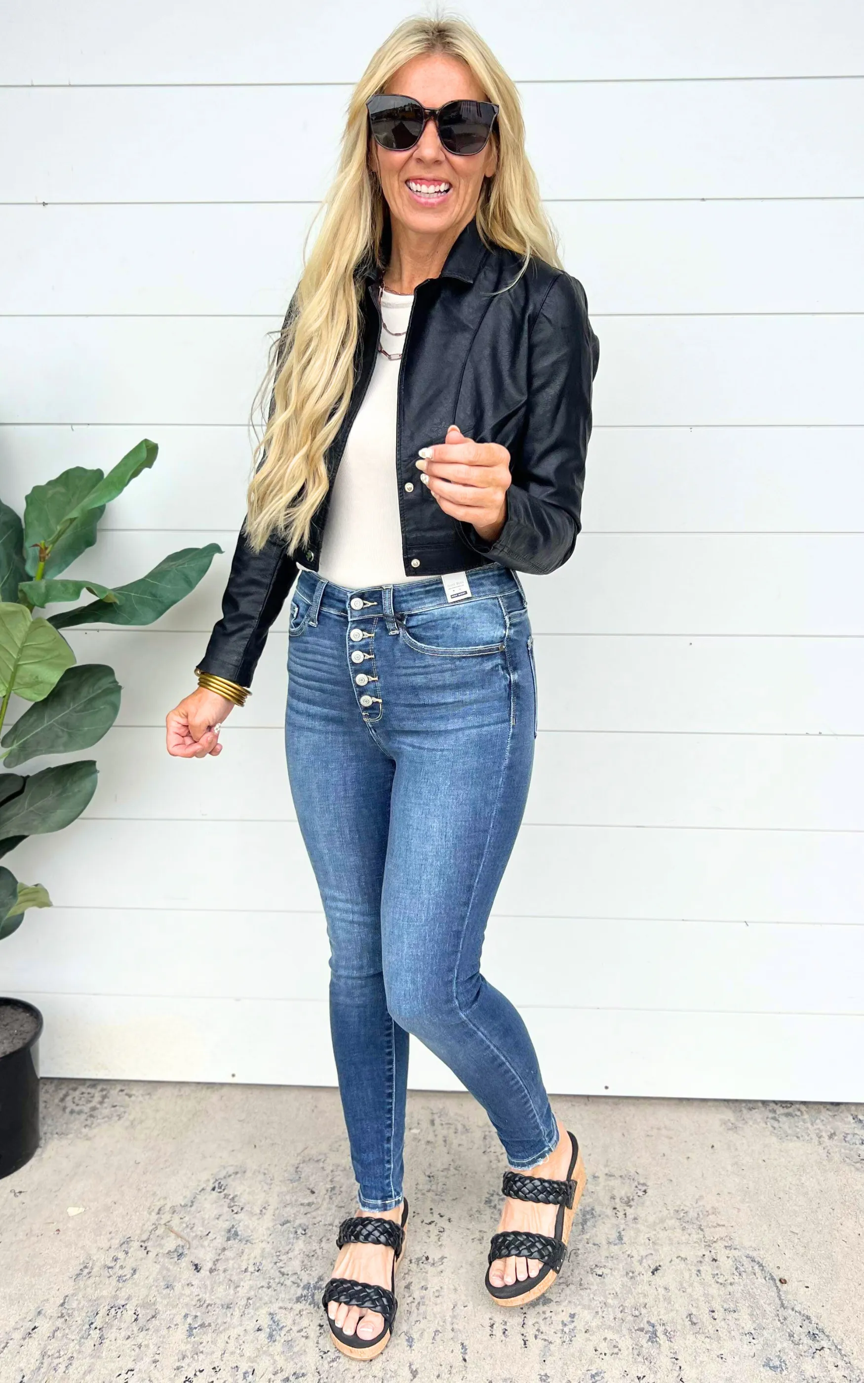 Black Crop Vegan Blazer - Final Sale