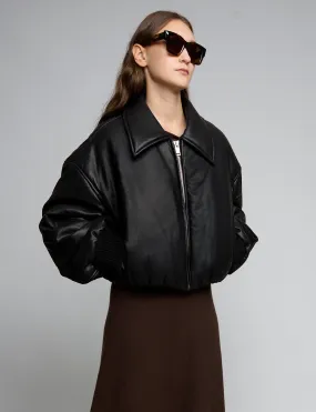 Black Faux-Leather Bomber Jacket-BESTSELLER