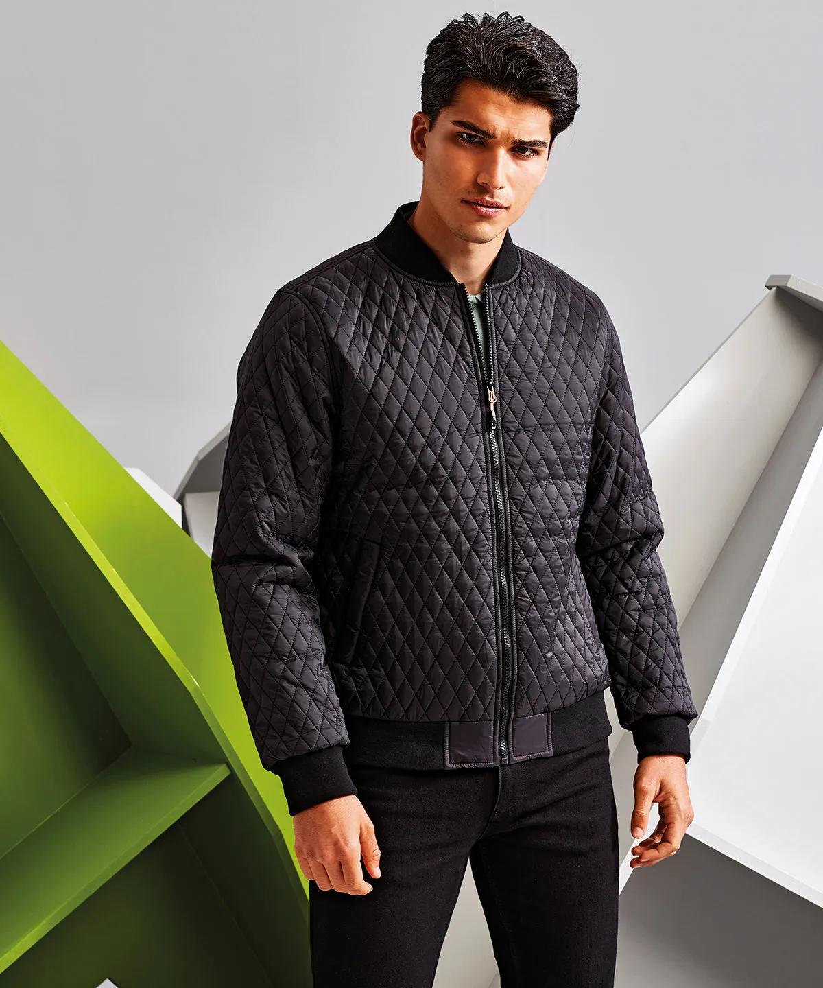 Black - Quilted flight jacket