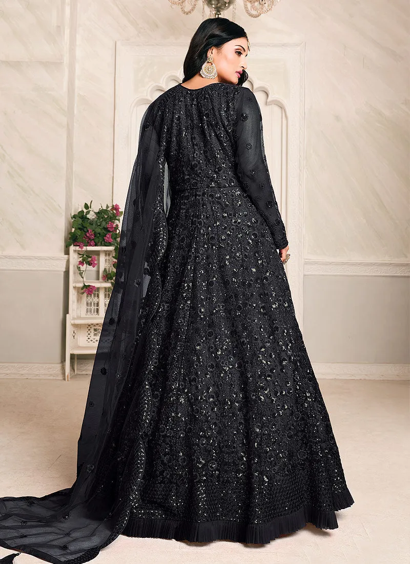 Black Sequence Embroidered Anarkali Suit