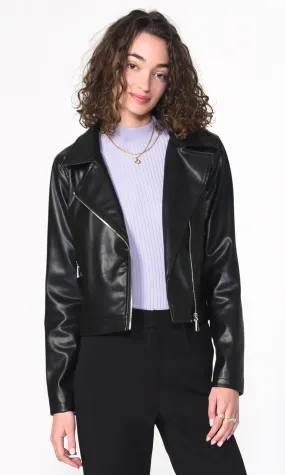 Black Vegan Leather Jen Moto Jacket