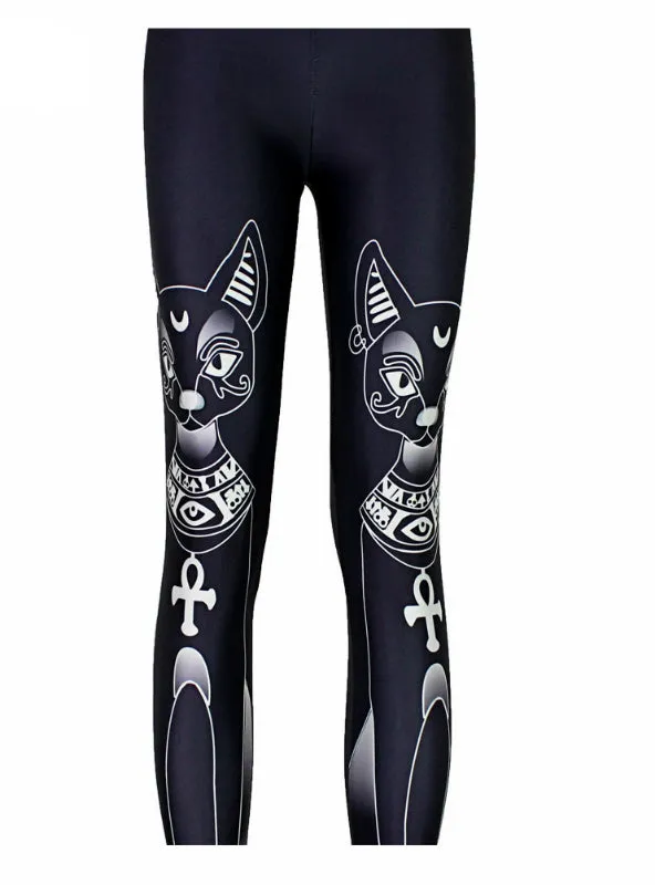 Black white cat Digital Printing Elasticity Pants