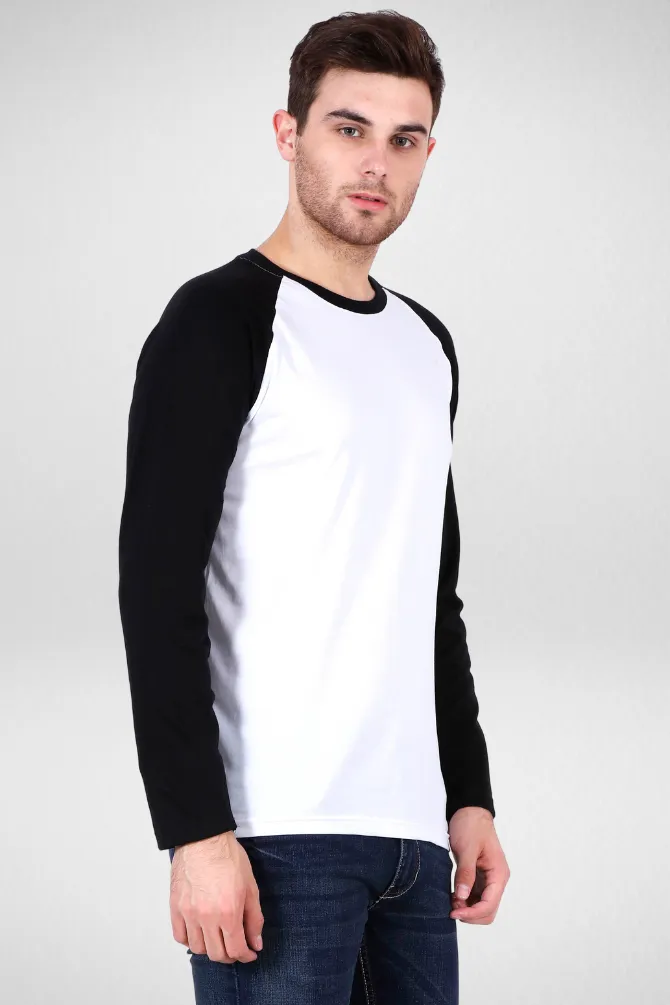 Black White Raglan Sleeve T-shirt for men