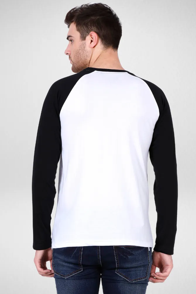 Black White Raglan Sleeve T-shirt for men