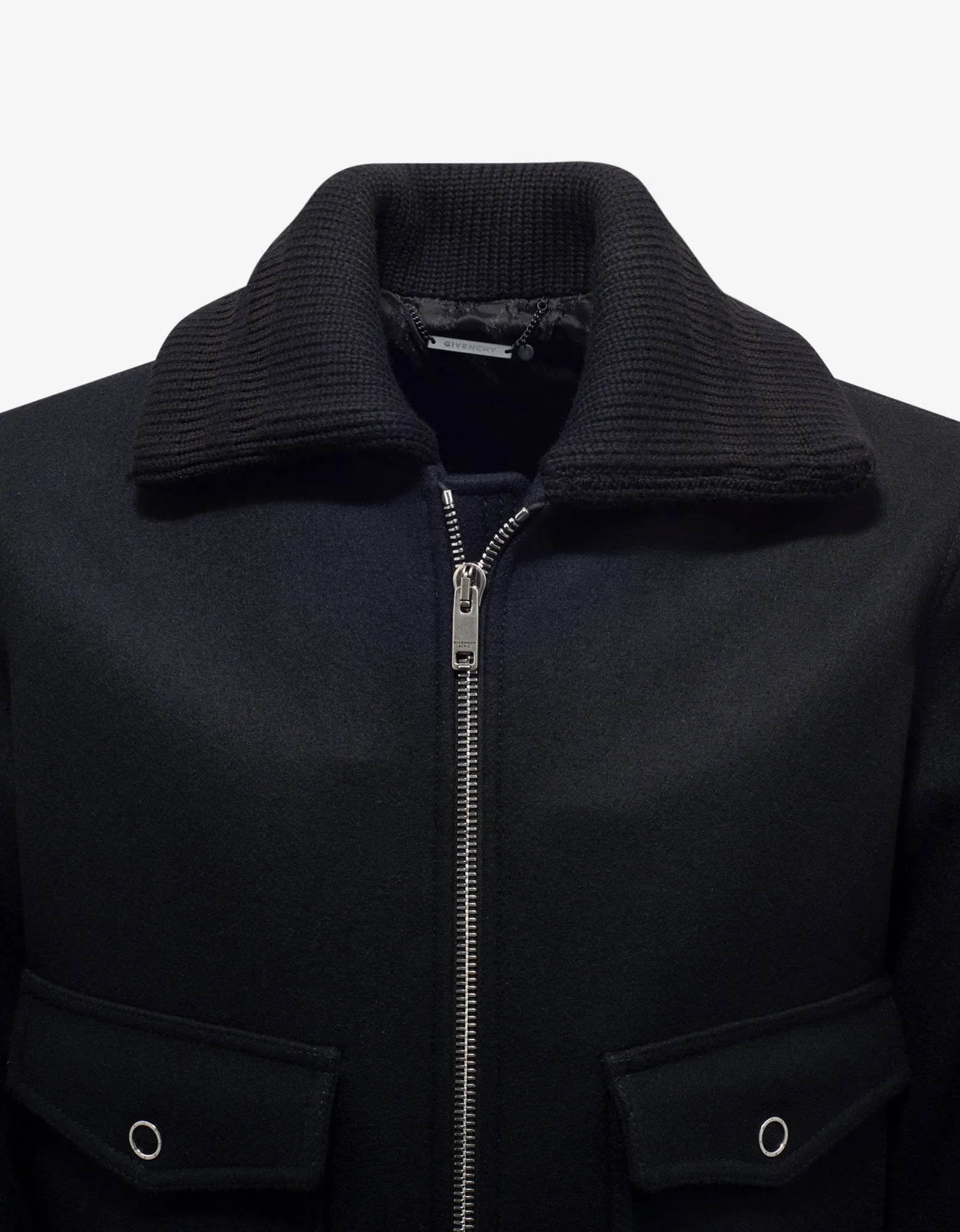 Black Wool Bomber Jacket -