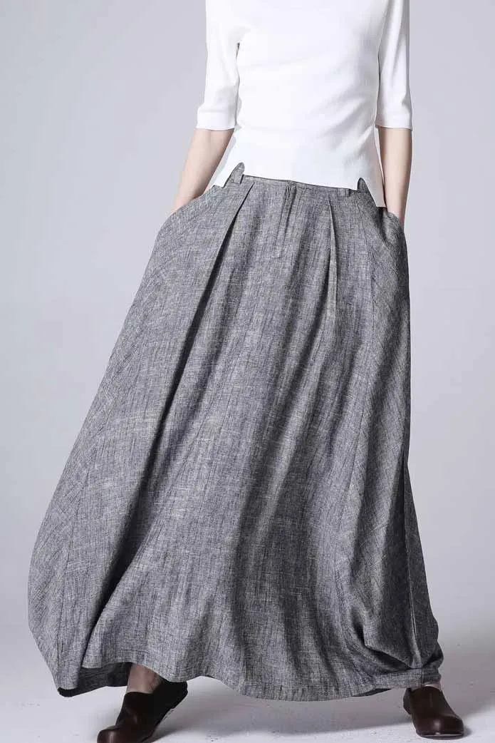 Bohemian maxi swing Skirt in grey 1187#