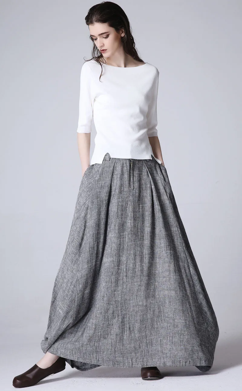 Bohemian maxi swing Skirt in grey 1187#