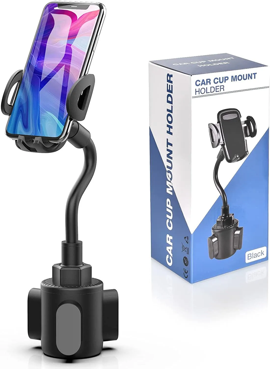 Bokilino Cup Car Phone Holder for Car, Car Cup Holder Phone Mount, Universal Adjustable Gooseneck Cup Holder Cradle Car Mount for Cell Phone Iphone,Samsung,Huawei,Lg, Sony, Nokia (Black)