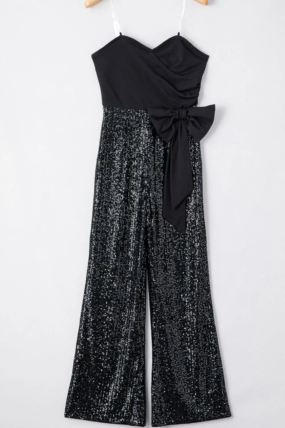 Bow Sequin Wide Leg Jumpsuit | Christmas Party Outfit | New Years Outfit