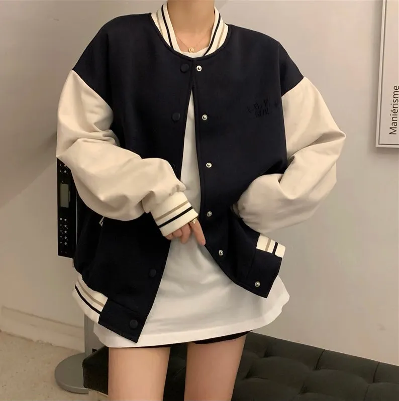 Boyfriend Style Black & White Bomber Jacket